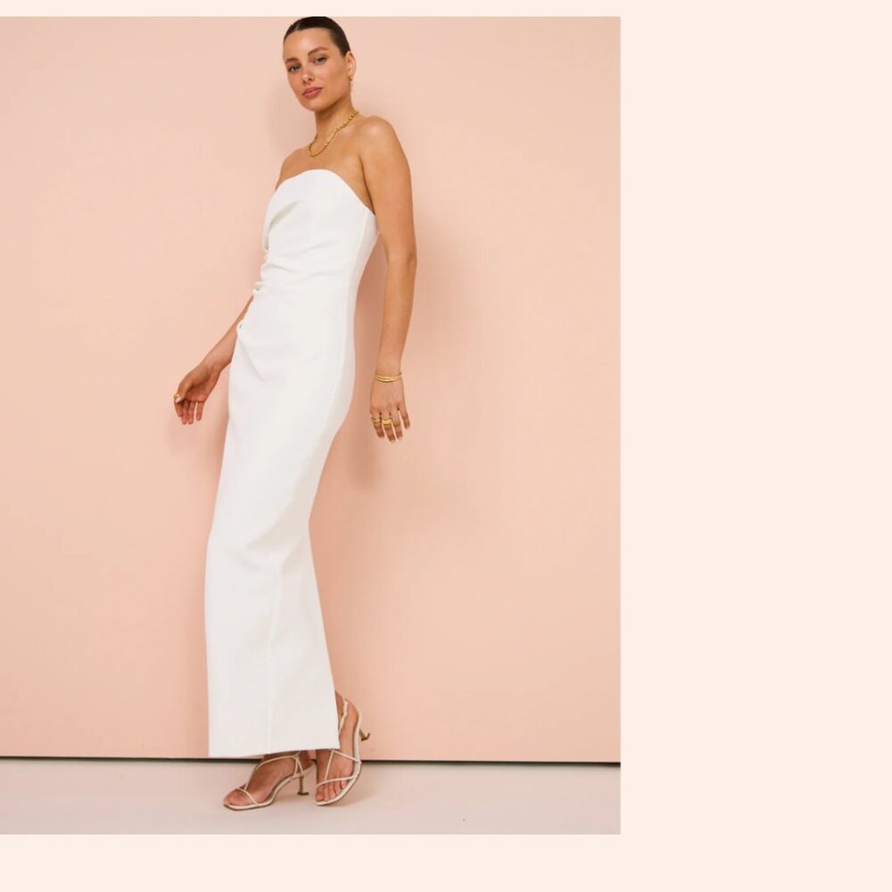 Carolyn Bassett Inspired Manning Cartell Strapless Cream Dress - Picture 7 of 7